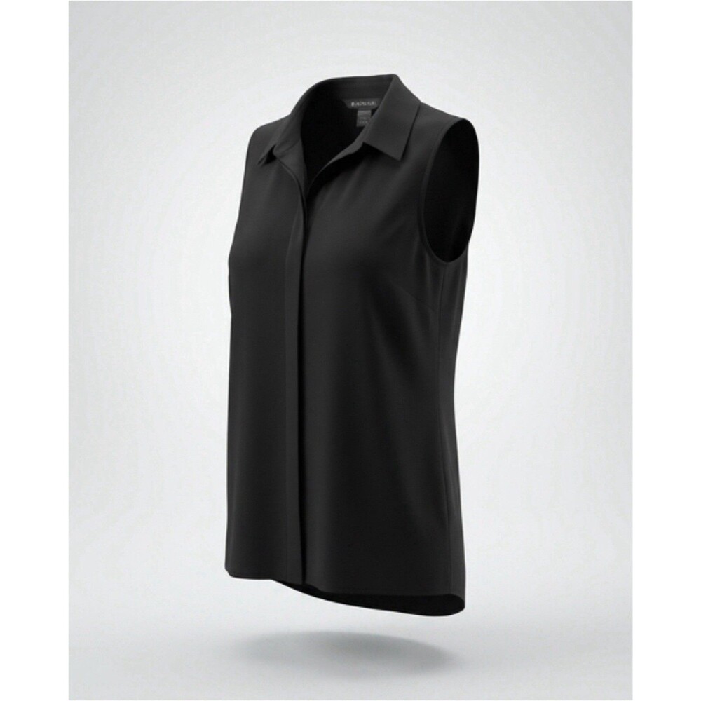 Athleta Urbanite II Tank Black Button Up Blouse Travel Work Stretch UPF Size LT